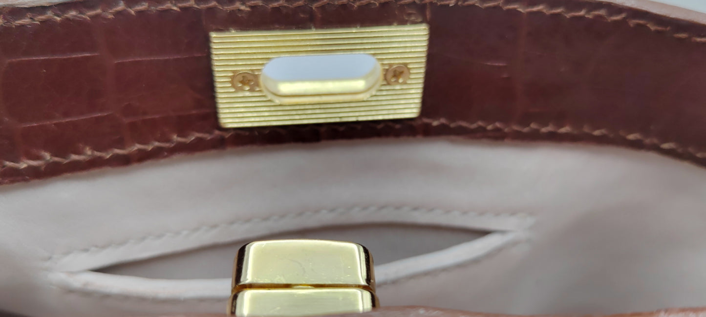 Le sac vintage en cuir imprimé crocodile