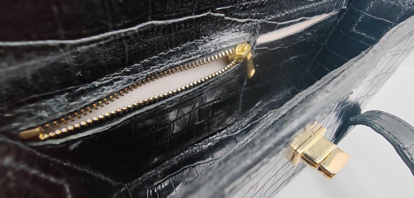 Le sac à main en cuir imprimé crocodile