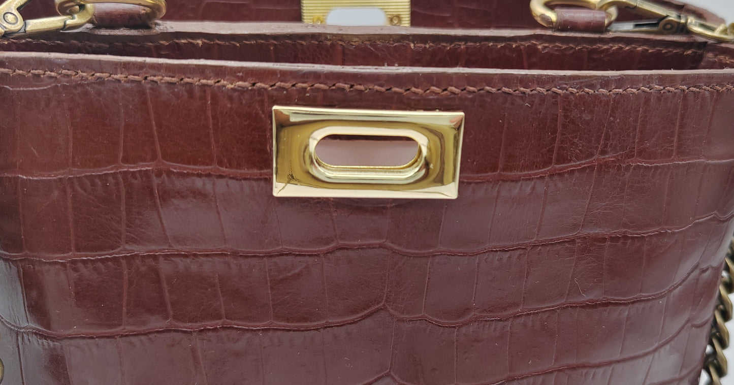 Le sac vintage en cuir imprimé crocodile