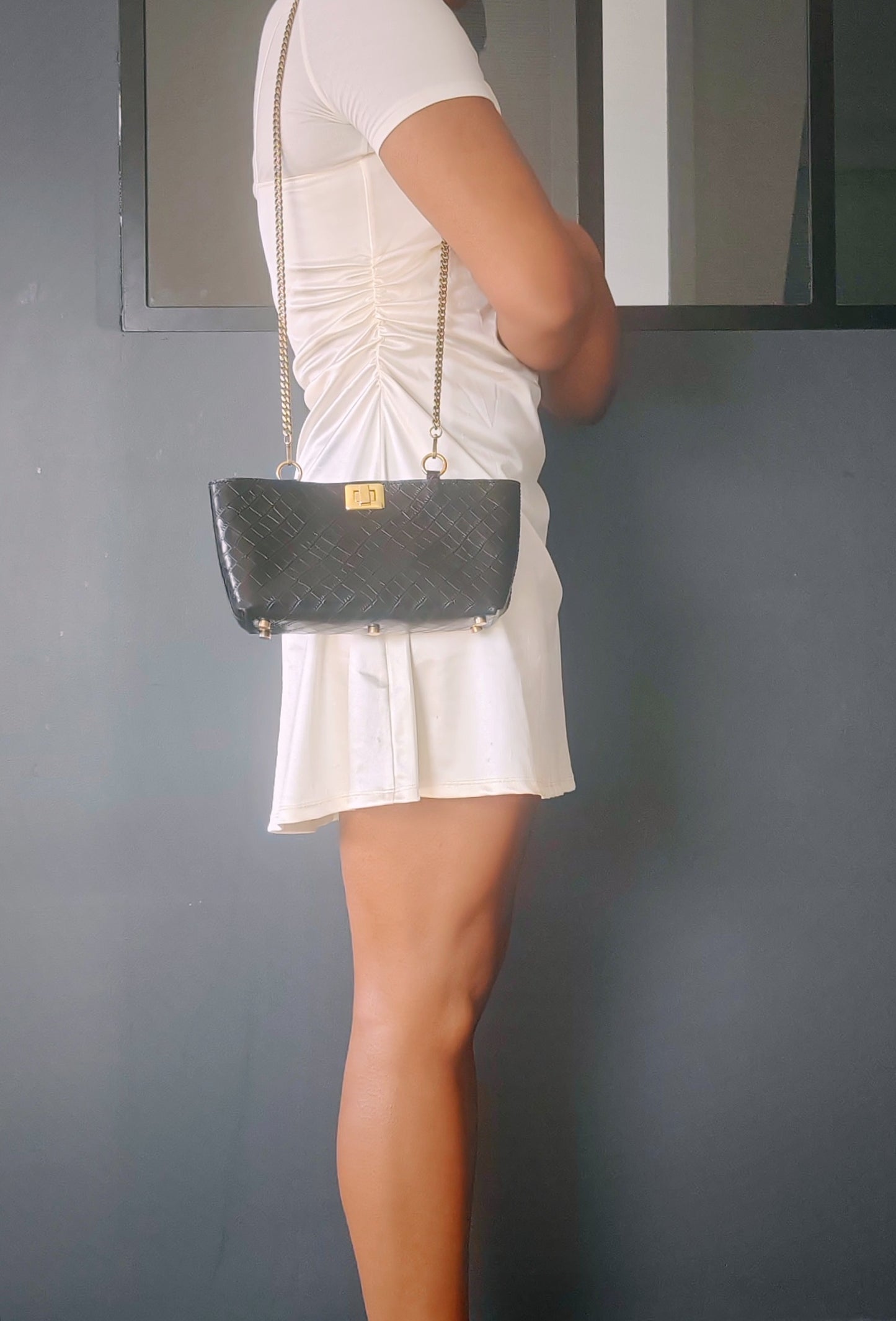 Le sac de soirée en cuir imprimé crocodile