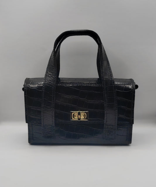 Le sac à main en cuir imprimé crocodile