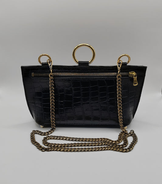 Sac bandoulière en cuir noir