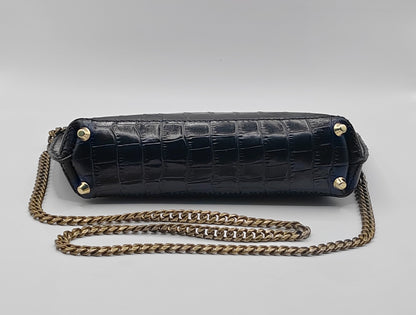Le sac essentiel noir en cuir imprimé crocodile