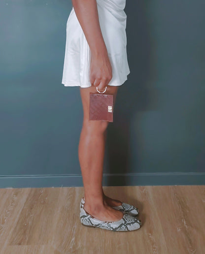 Porte cartes marron en cuir pour femme