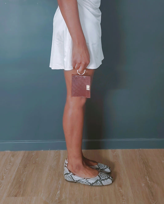 Porte cartes marron en cuir pour femme