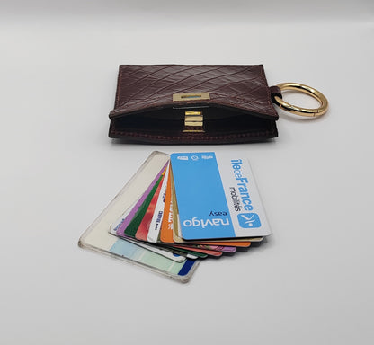 Le porte-cartes cognac en cuir imprimé crocodile