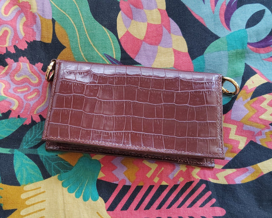 Portefeuille en cuir marron pour femme