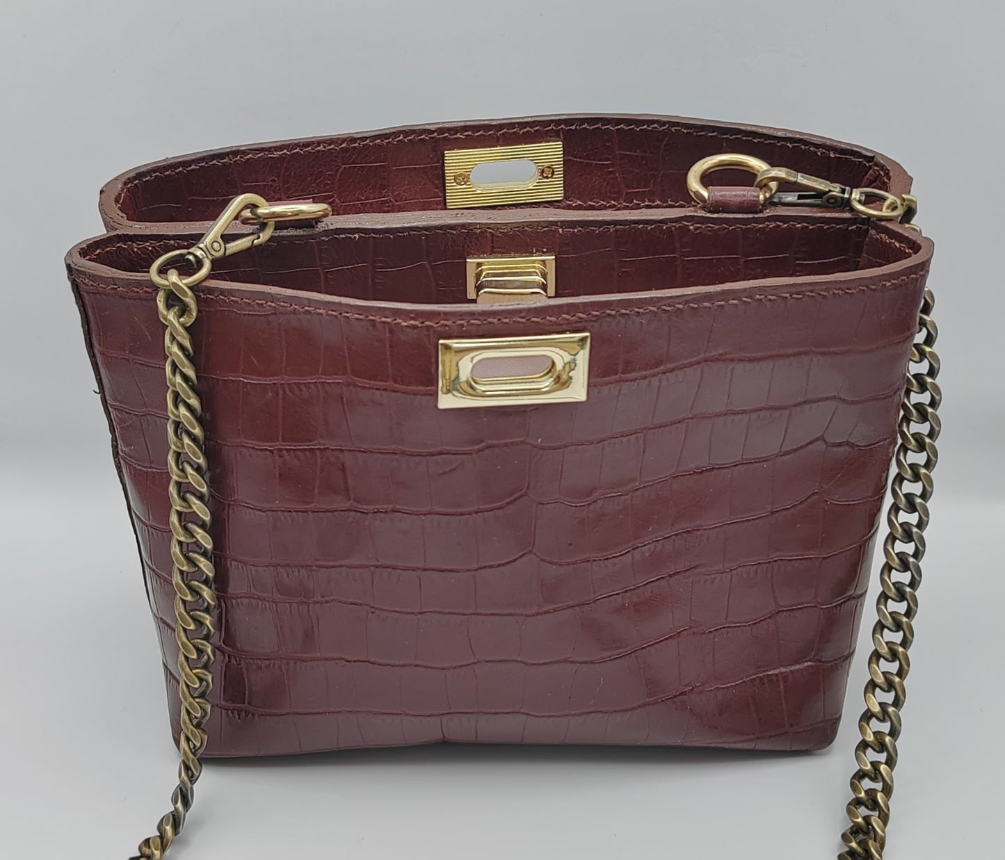 Le sac vintage en cuir imprimé crocodile