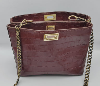 Le sac vintage en cuir imprimé crocodile