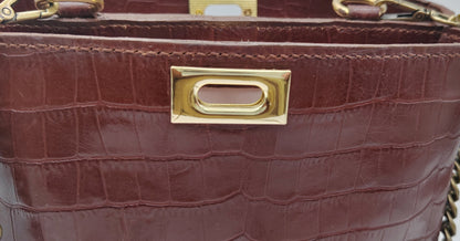 Le sac vintage en cuir imprimé crocodile